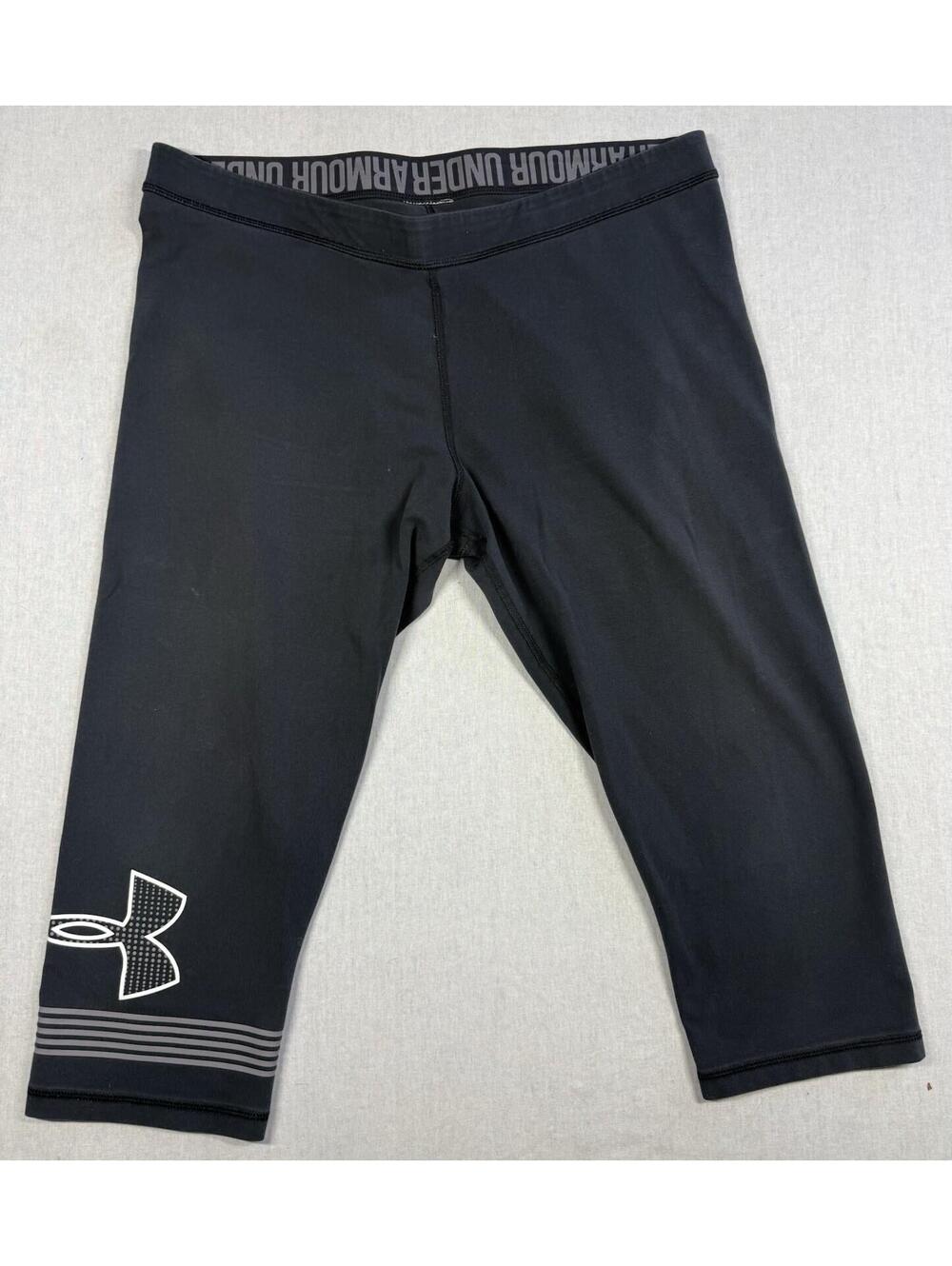 Under Armour‎ UA Leggings Womens XL Black Cropped Fitted Athletic Yoga Comfort